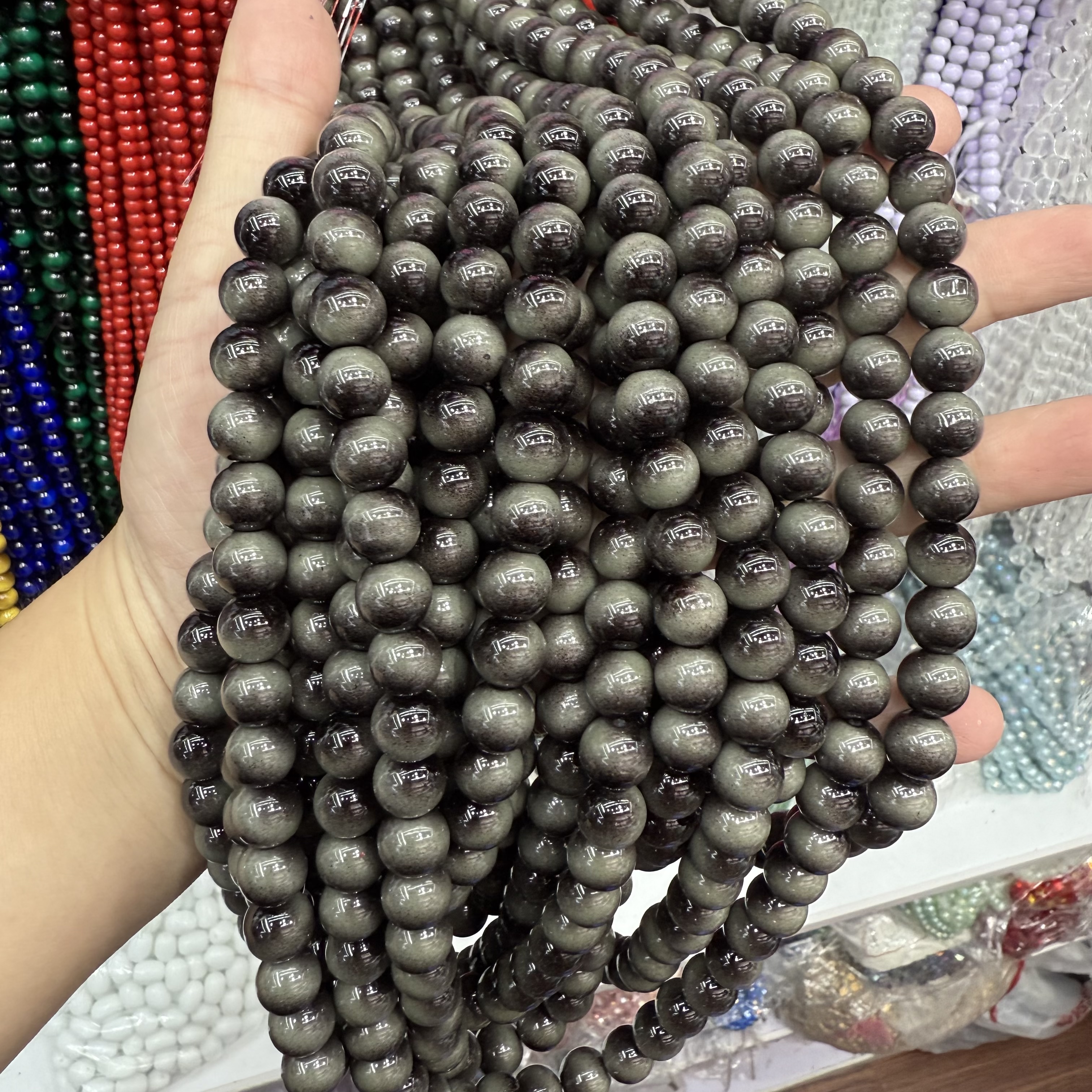 High-quality glass imitation natural yellow tiger's eye stone loose beads, retro gemstone bracelet round beads, DIY glass jewelry accessories, DIY accessories Application Scenario