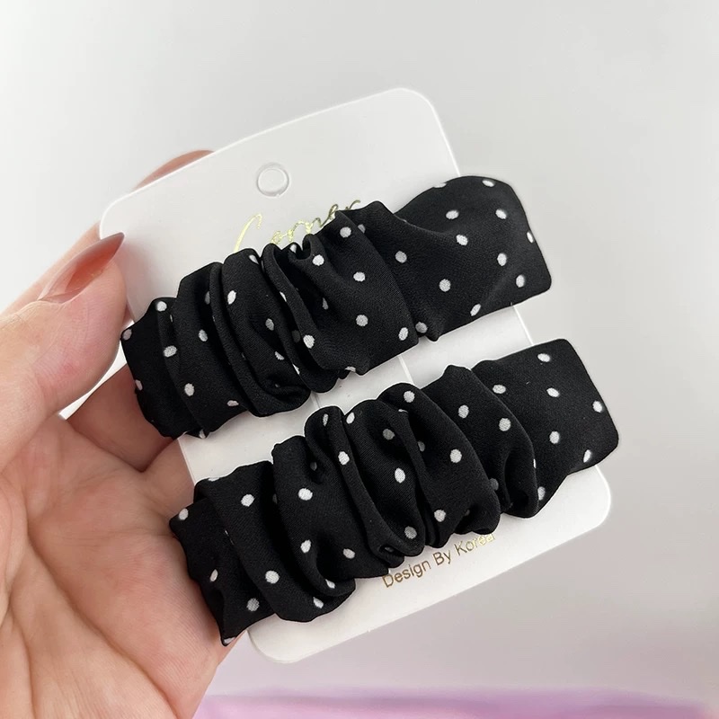 Korean polka dot pleated bb clip, side hair clip, female Internet celebrity fabric hair clip, back of the head headpiece, broken bangs detail image 5
