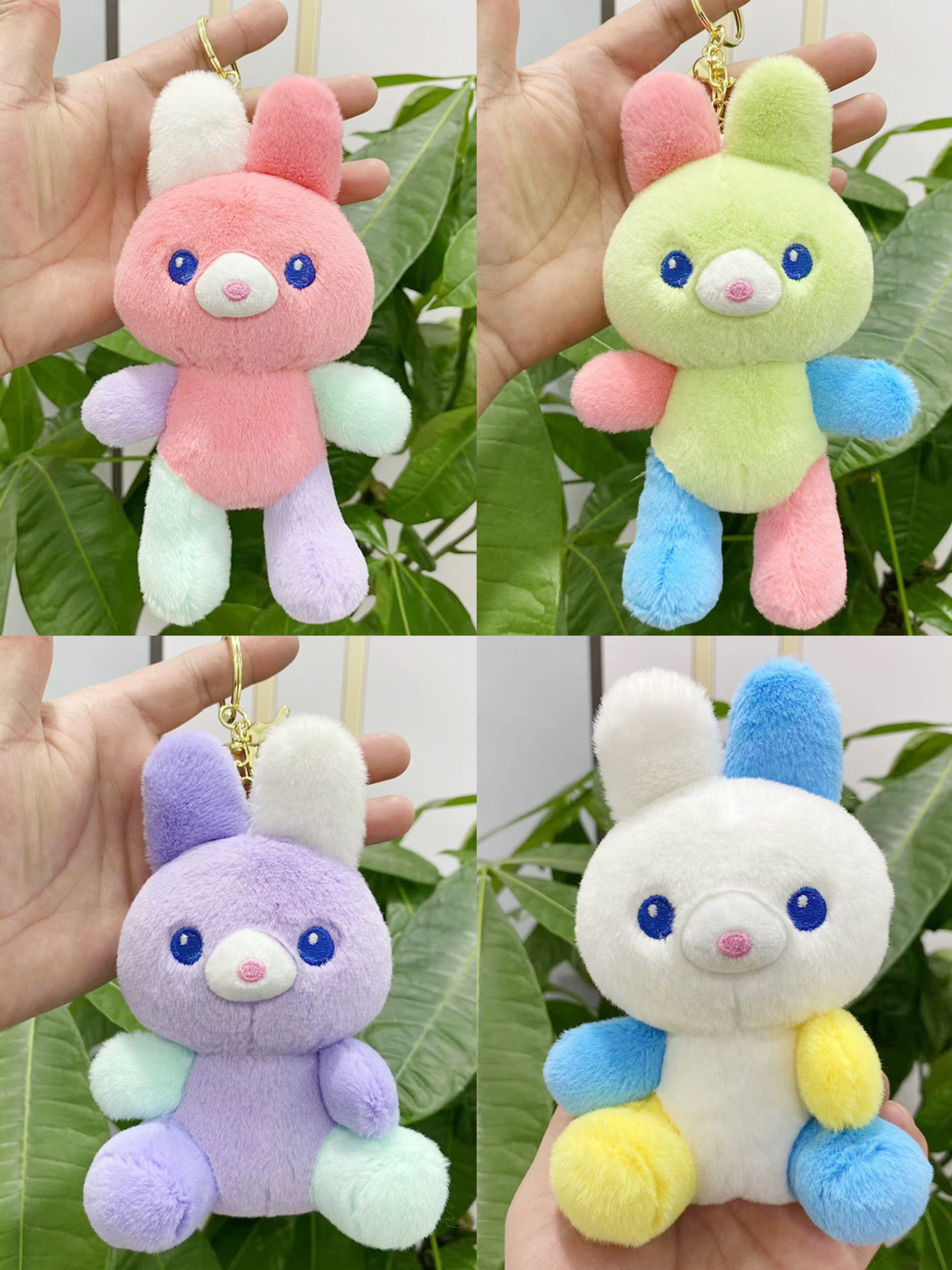 獭兔毛球钥匙扣饰品钥匙扣配件可爱卡通挂件礼品彩色兔熊钥匙扣