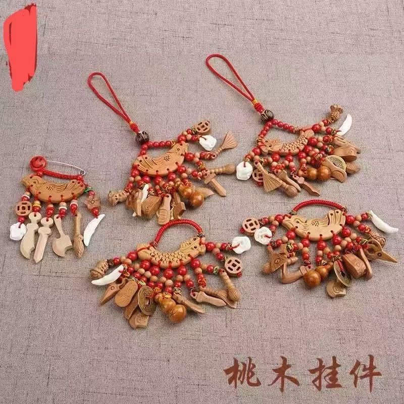 2025辟某邪好运幸运儿童挂件别针防惊2026爆款厂家直销桃木桃核配件枣木葫芦详情图6