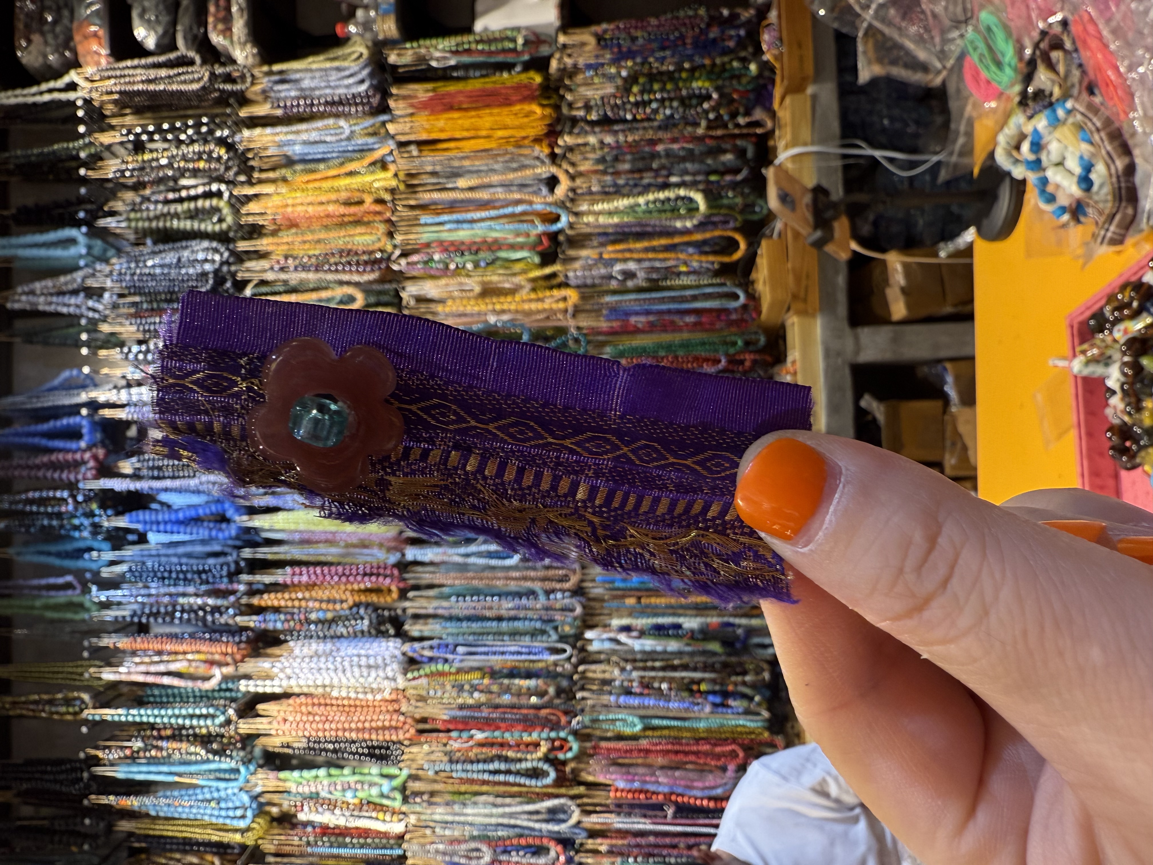 Nepalese imported silk and glass mobile phone chains, bracelets, necklaces, headwear, handcrafted custom interlocking sky pearl lanyards detail image 4
