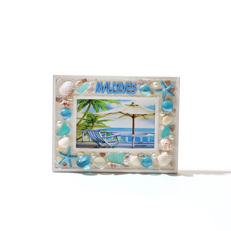 北欧贝壳相框海洋风格地中海田园海星贝壳海螺相架长方形横竖摆件