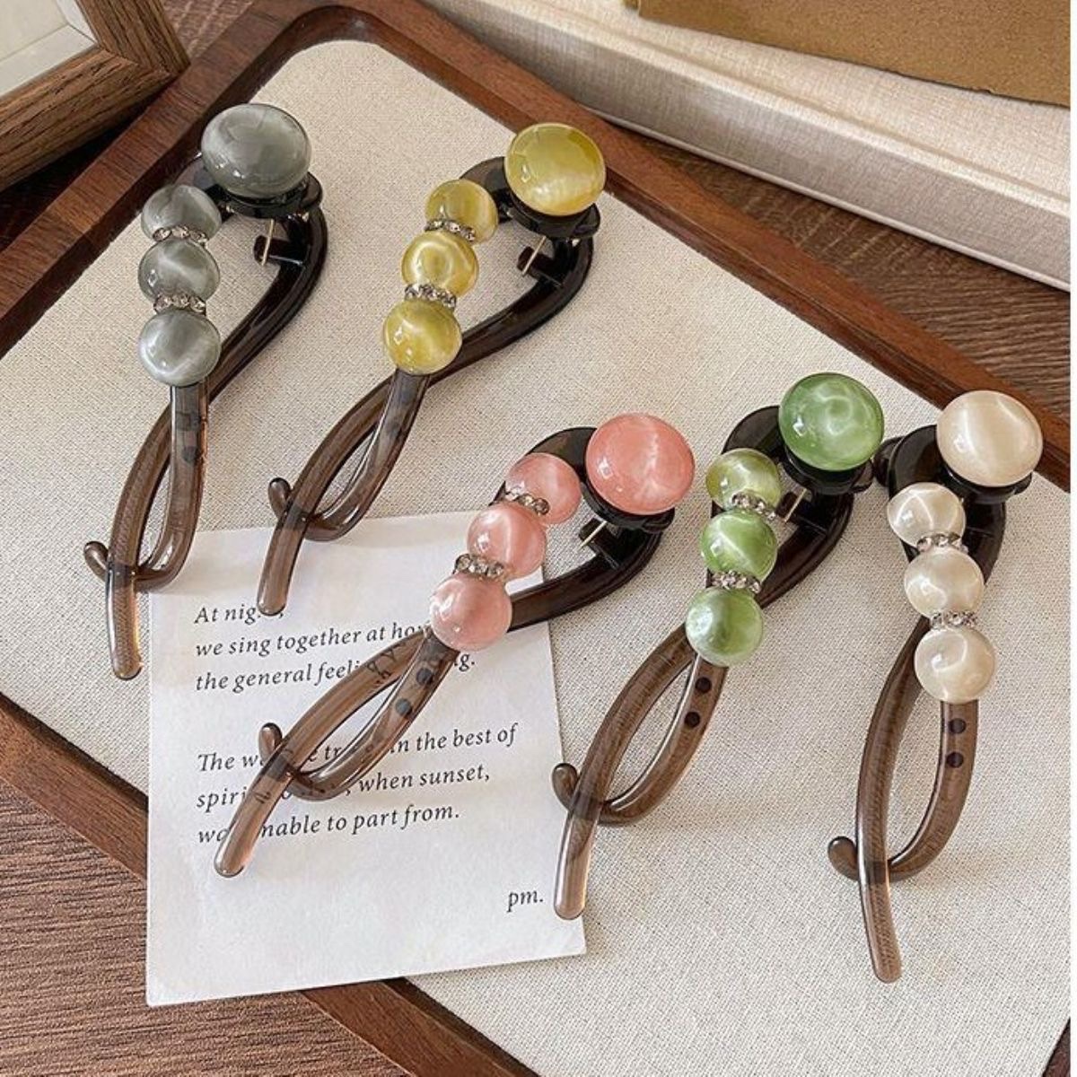 Simple and comfortable hairpin, twist hairpin for women, 2025 new style updo hairpin, high-end water diamond bead bead straight hairpin Specification image