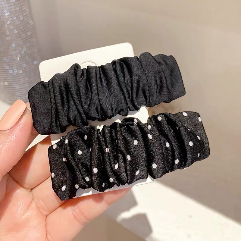 Korean polka dot pleated bb clip, side hair clip, female Internet celebrity fabric hair clip, back of the head headpiece, broken bangs Specification image