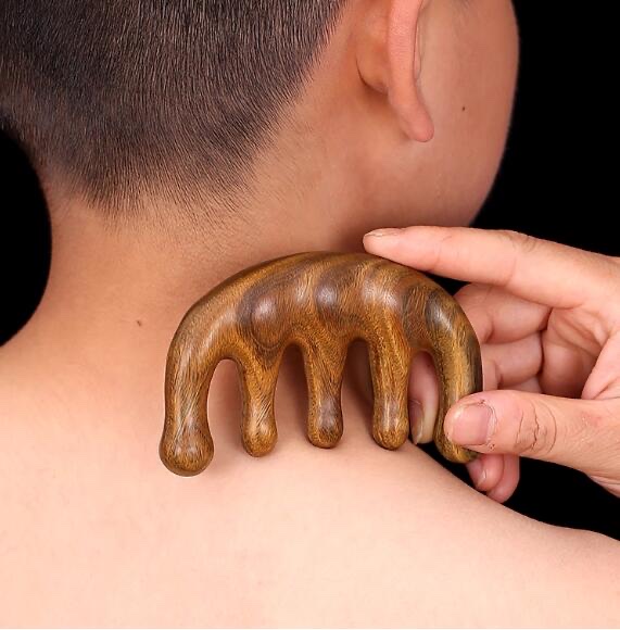 赵露思同款按摩梳子女防檀木头部经络梳头皮毛囊疏通刮痧脱发养发绿檀木详情图2