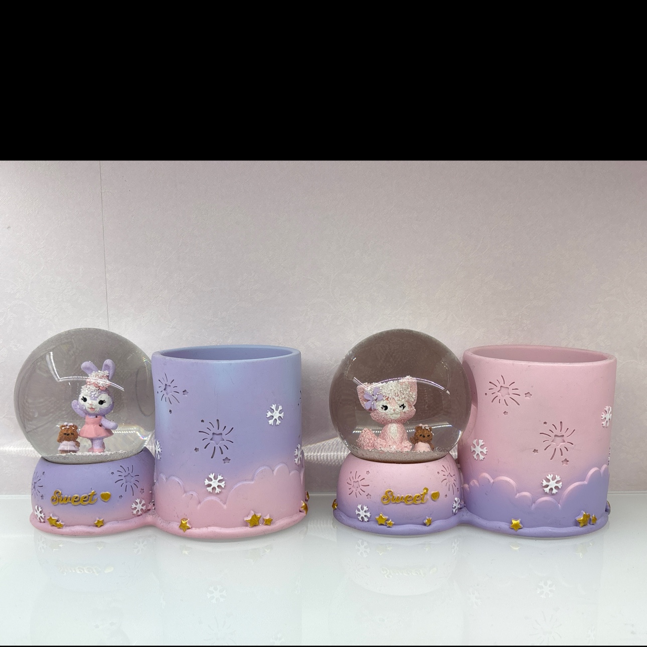 萌宠树脂水晶球粉色清新可爱萌粒水晶球节日送礼好物人物文创