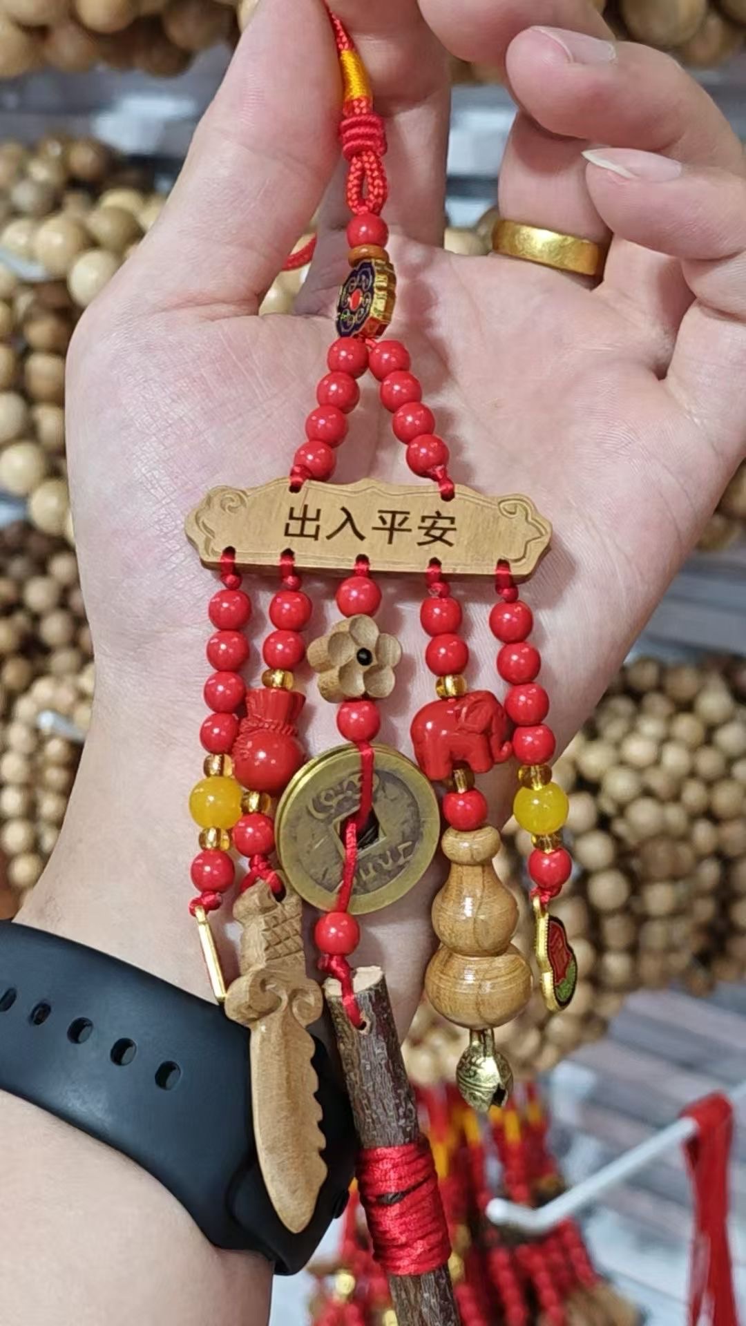 2025辟某邪好运幸运儿童挂件别针防惊2026爆款厂家直销桃木桃核配件枣木葫芦详情图7