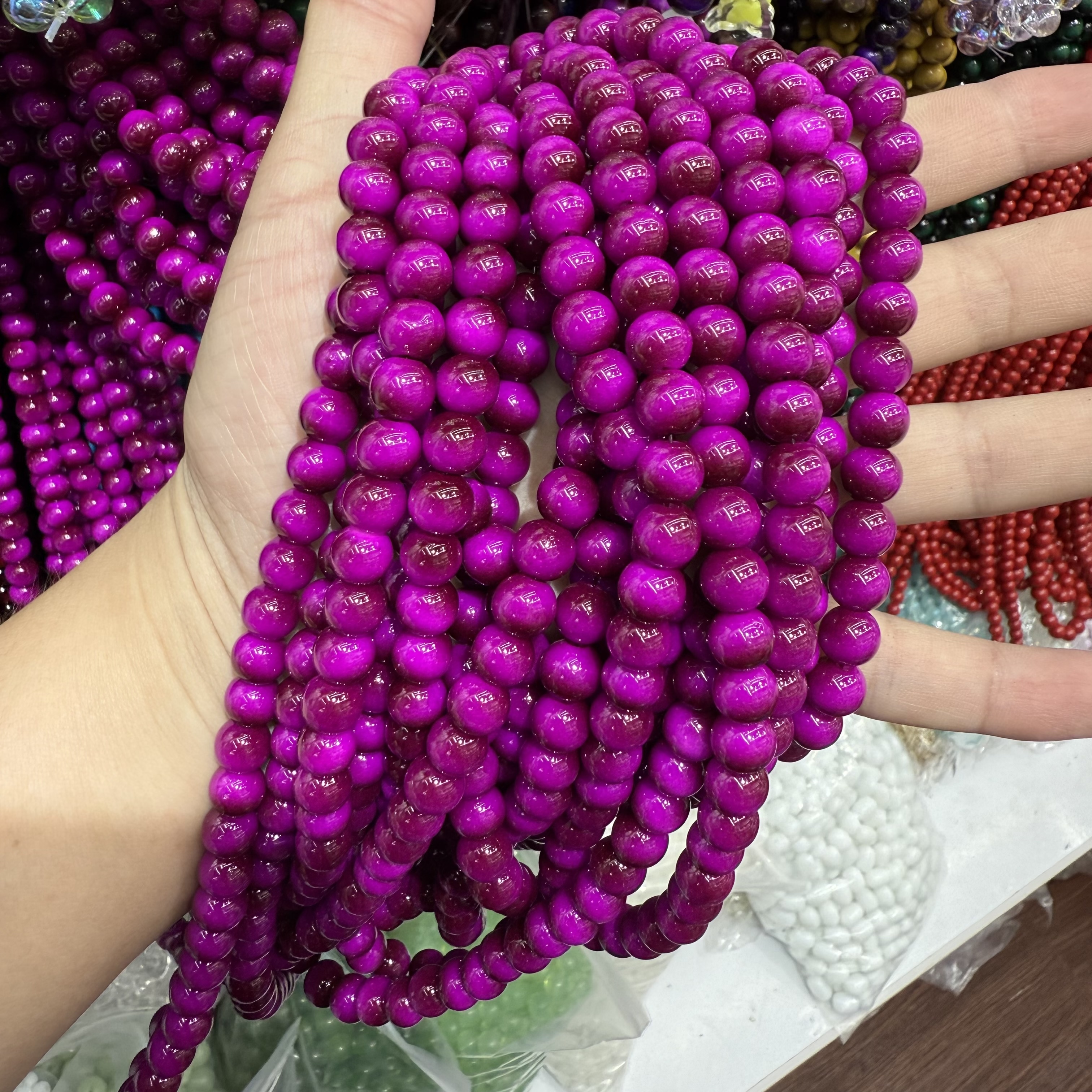 High-quality glass imitation natural yellow tiger's eye stone loose beads, retro gemstone bracelet round beads, DIY glass jewelry accessories, DIY accessories Item Picture