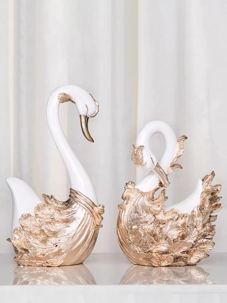 天鹅摆件高级感小众欧式客厅卧室电视柜玄关家居乔迁装饰结婚礼物