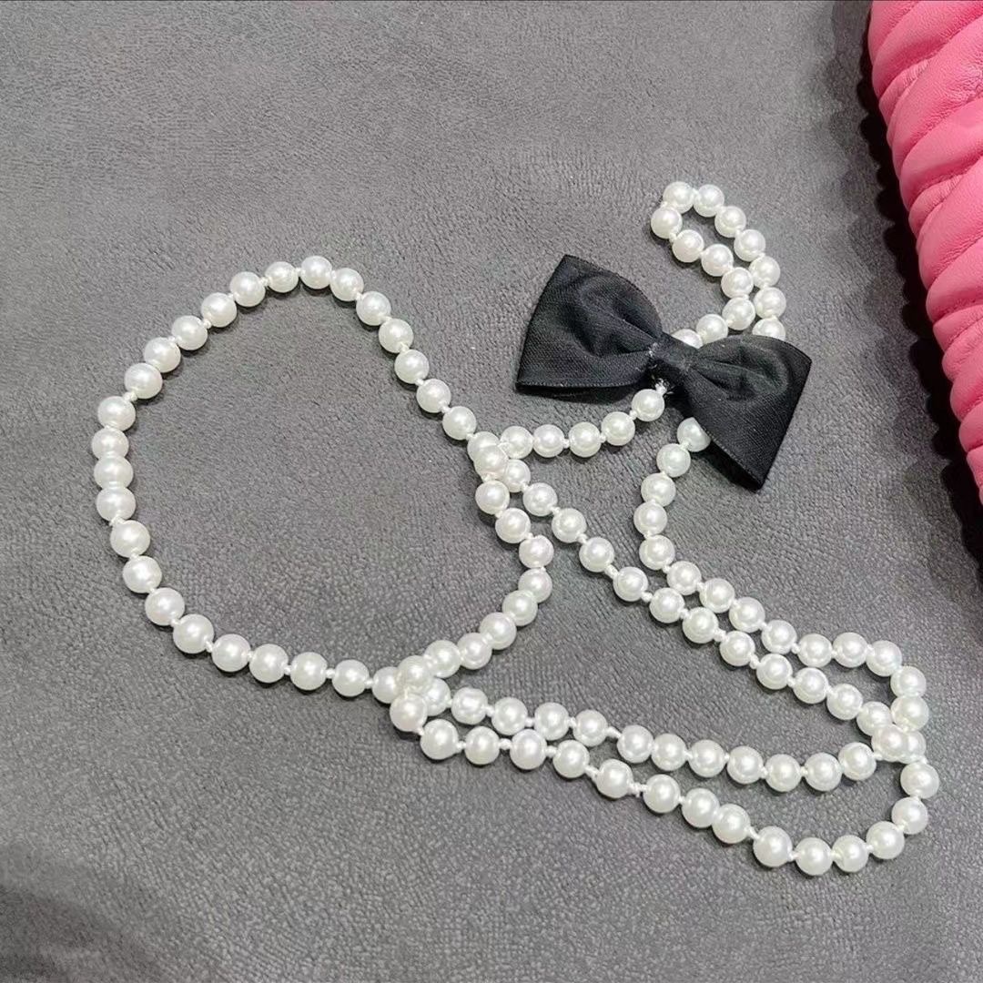 New pearl bow necklace, exquisite, elegant, niche design sense, fashionable and individual, collarbone chain, women's little Chanel style Specification image