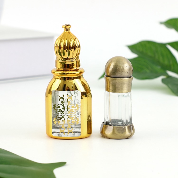 精油滚珠瓶皇冠盖电镀UV便携金色旅行分装瓶阿拉伯外贸出口批发