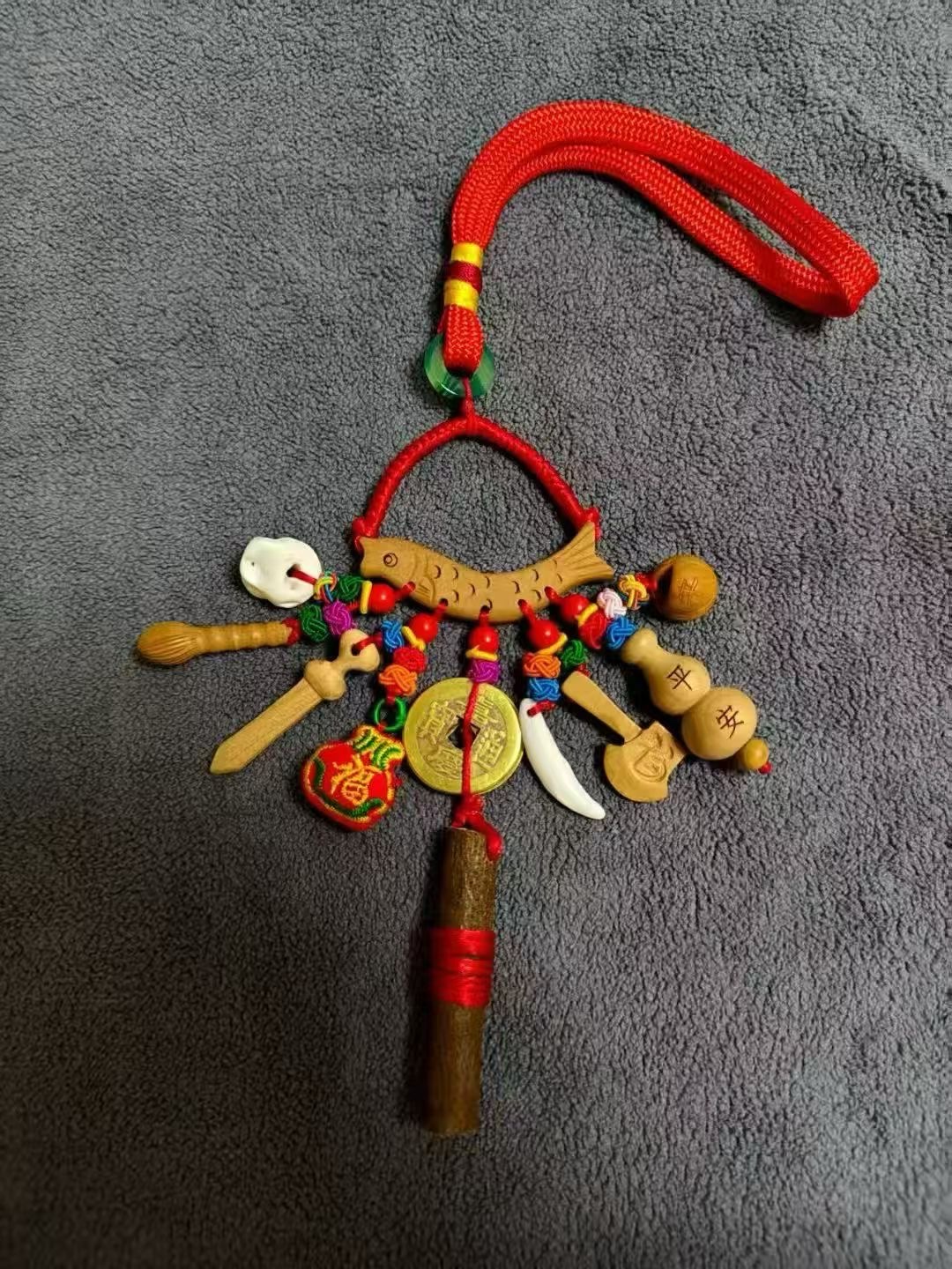 2025辟某邪好运幸运儿童挂件别针防惊2026爆款厂家直销桃木桃核配件枣木葫芦详情图2