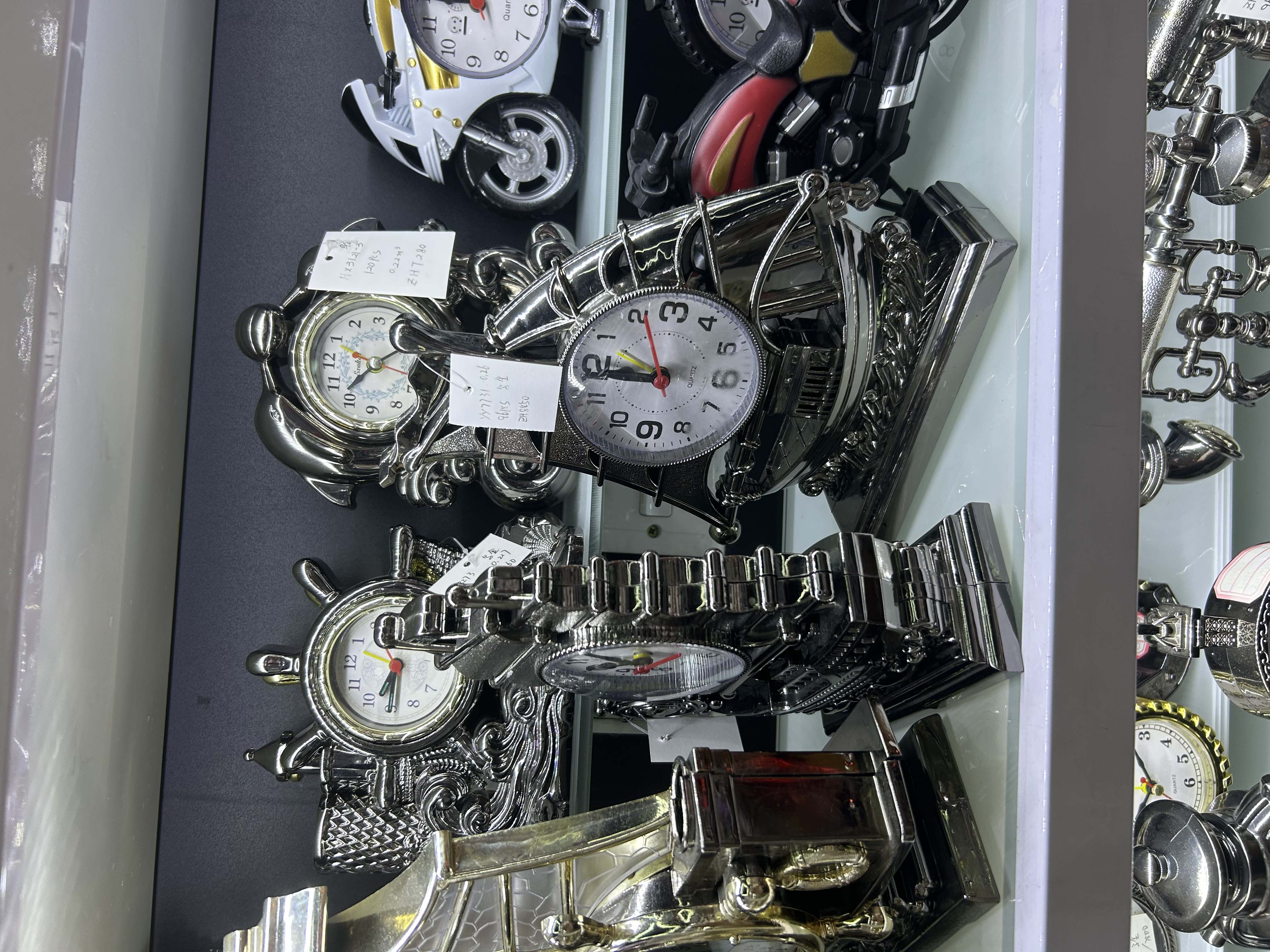 装饰工艺品塑料台钟儿童闹钟帆船钟