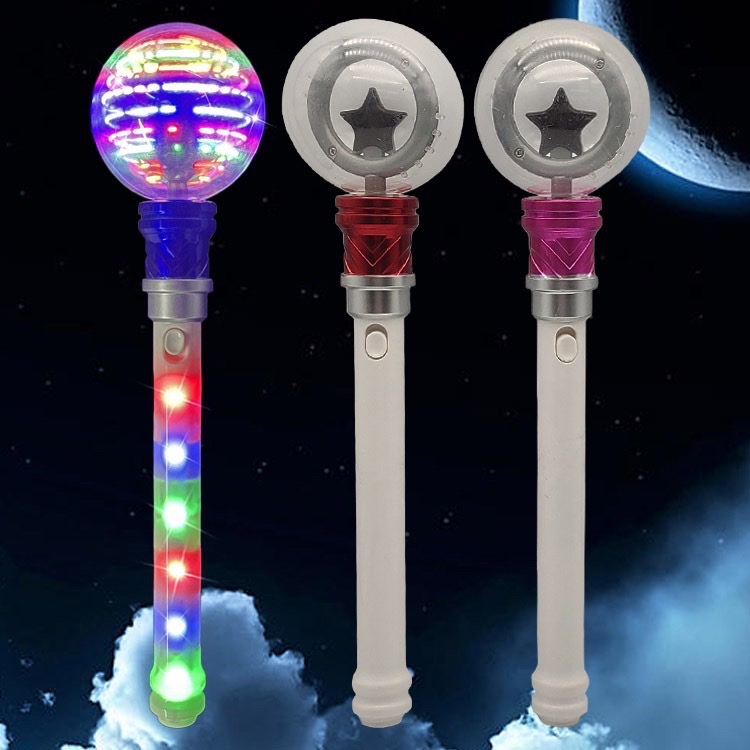 LED16灯七彩发光圆球旋转音乐棒 闪光圆球旋转棒 手柄带灯带音乐