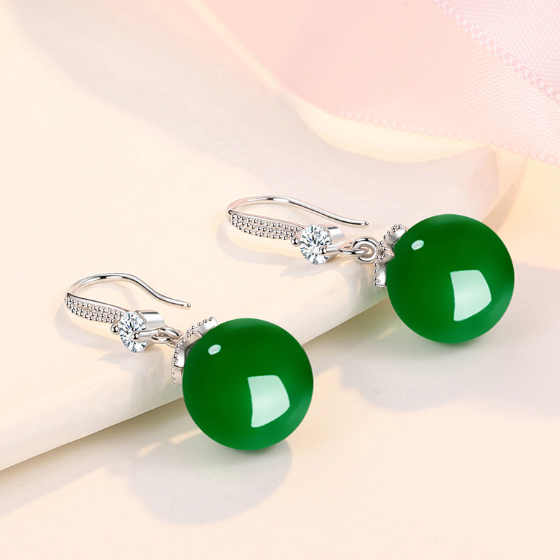 Light green Dongling jade earrings for women, retro, niche and high-end ice type earrings, 2025 new style earrings detail image 10