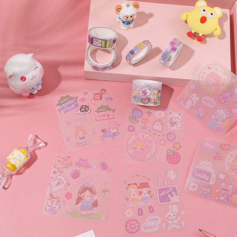 米妹家手账胶带系列之花颜兔 二