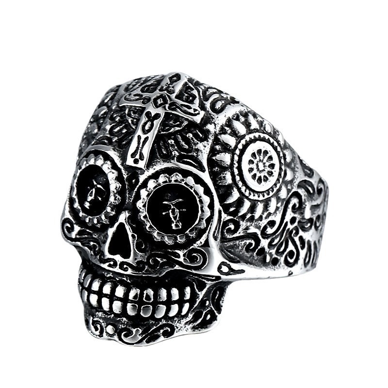 2025 Best-selling fashionable skull ring, stainless steel men's ring, unique and powerful casting ring, men's fashionable jewelry detail image 3