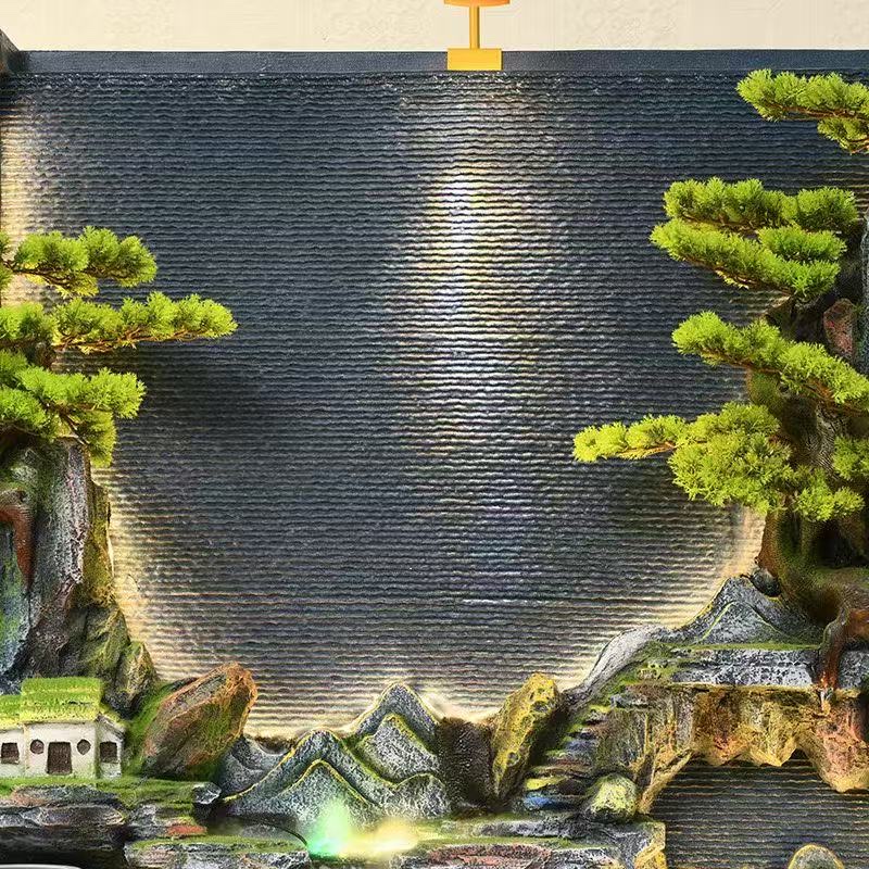 Water flow bonsai, atomized rockery, water flow curtain wall, feng shui ball, water wheel, air humidifier, home decoration and arrangement, feng shui layout, courtyard decoration design Application Scenario