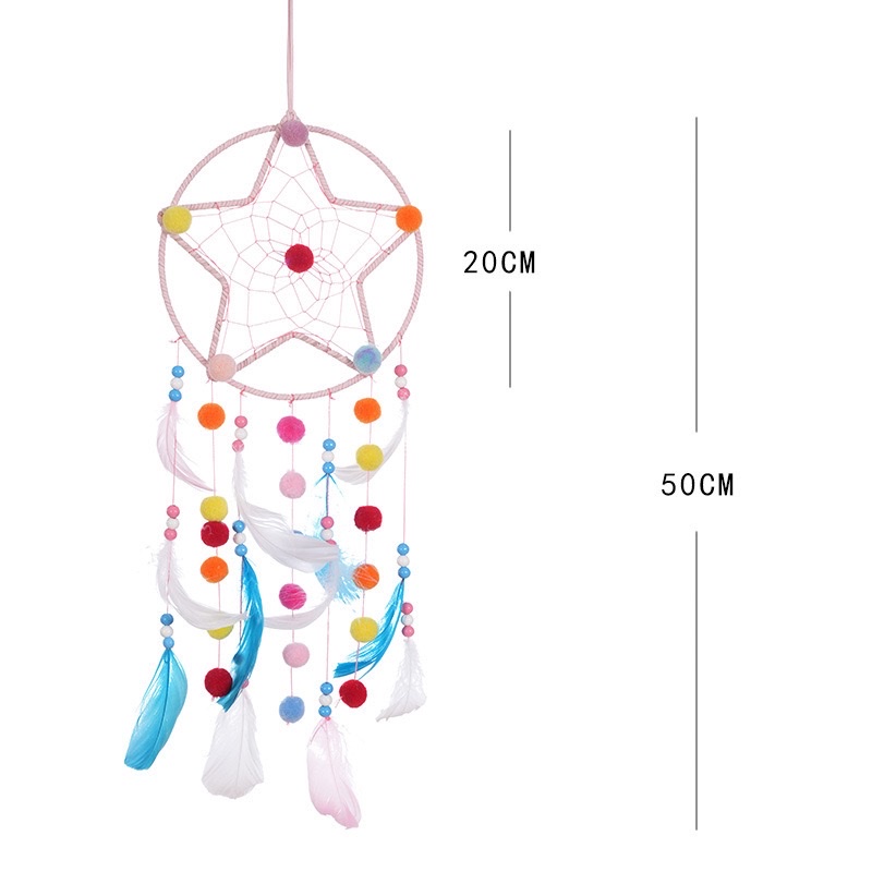 星星挂饰捕梦网手工DIY羽毛编织挂件可爱儿童房室内家居壁挂挂饰详情图9