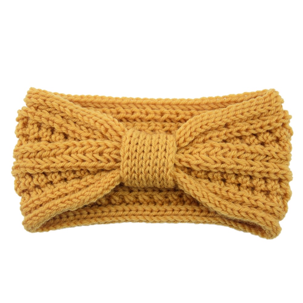 European and American knitted wheat ear bow hair band, sports headband, knotted ear-protecting headgear, handcrafted hair accessory, warm hair band detail image 2