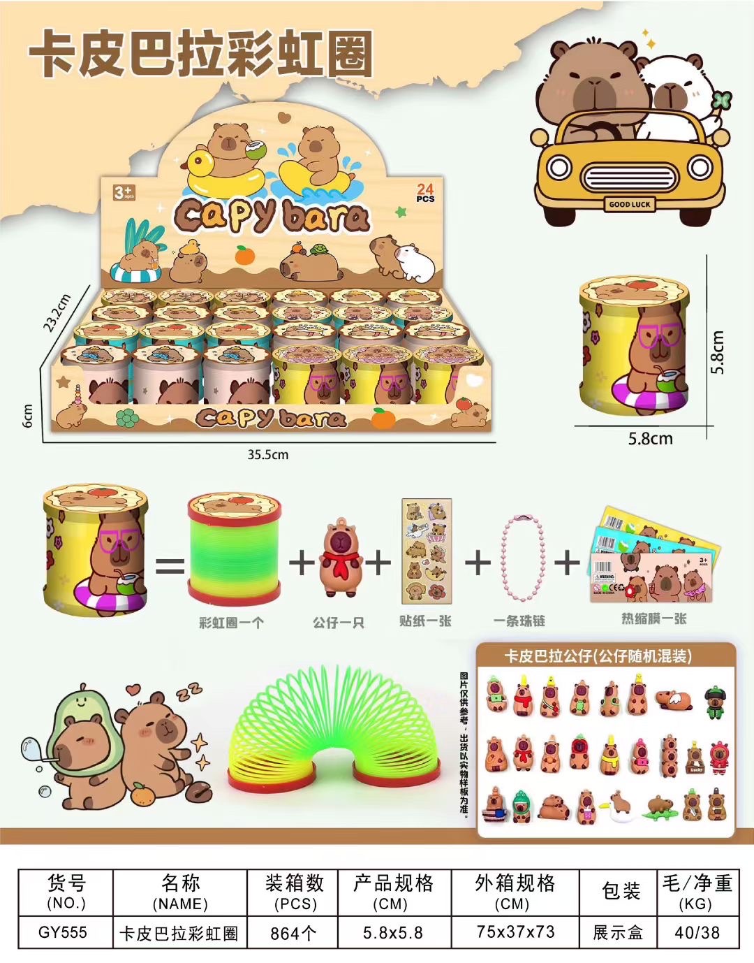 盲盒彩虹圈，里有不一样的公仔，三张卡片详情图7