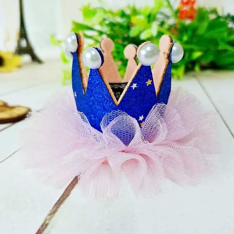 diy韩版儿童发饰配件 珍珠七彩挂钻皇冠  女孩头饰礼品装饰材料批 发簪细节图