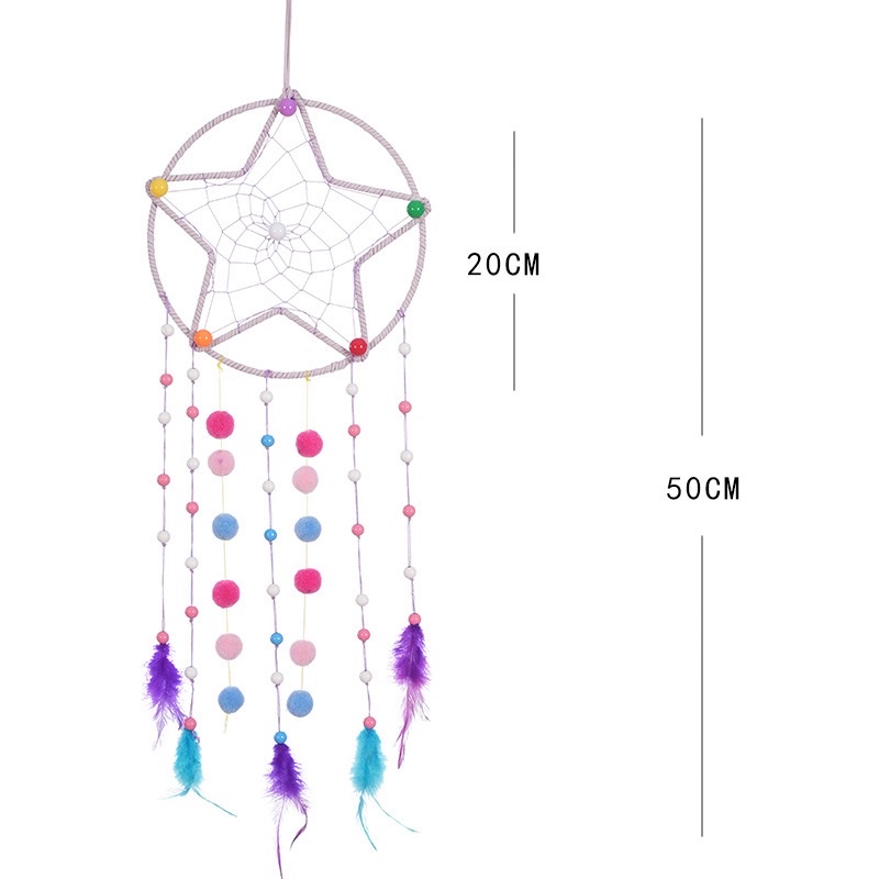 星星挂饰捕梦网手工DIY羽毛编织挂件可爱儿童房室内家居壁挂挂饰详情图2