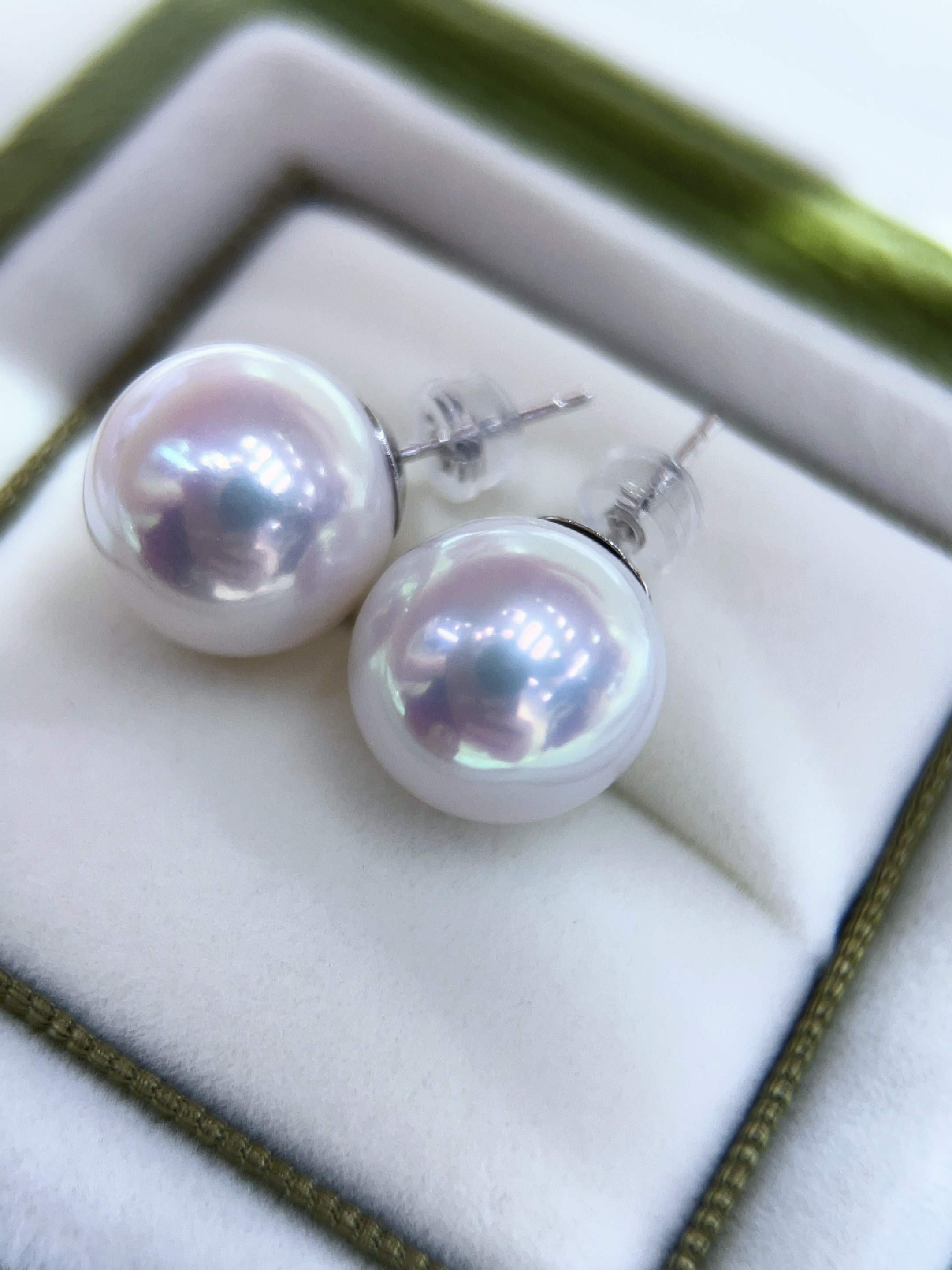 天然淡水珍珠13-14mm正圆无暇极光白透粉