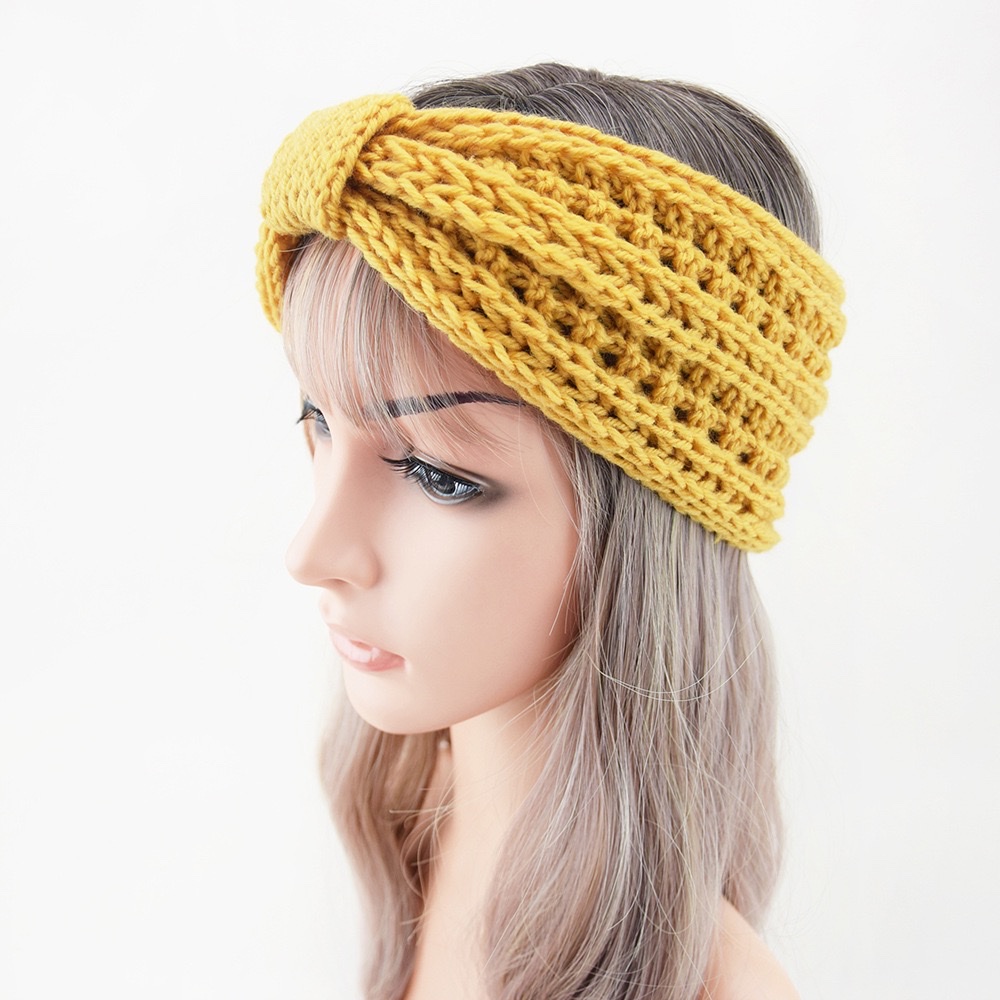 European and American knitted wheat ear bow hair band, sports headband, knotted ear-protecting headgear, handcrafted hair accessory, warm hair band detail image 7