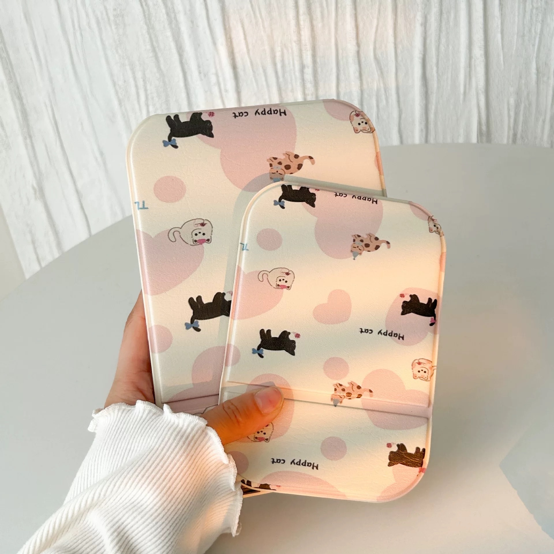 Ins-style desktop makeup, portable desktop folding flip cover large folding mirror, desktop dressing mirror, makeup mirror, portable small mirror for female dormitory students, standing on the desktop, cute detail image 8