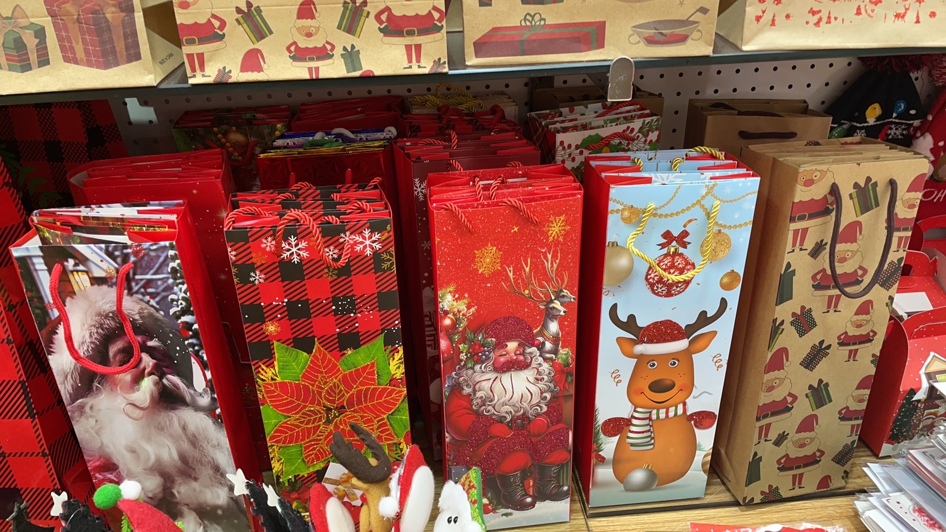 圣诞礼品袋提手牛皮纸袋购物袋节日包装袋礼品包装袋厚实耐用yw