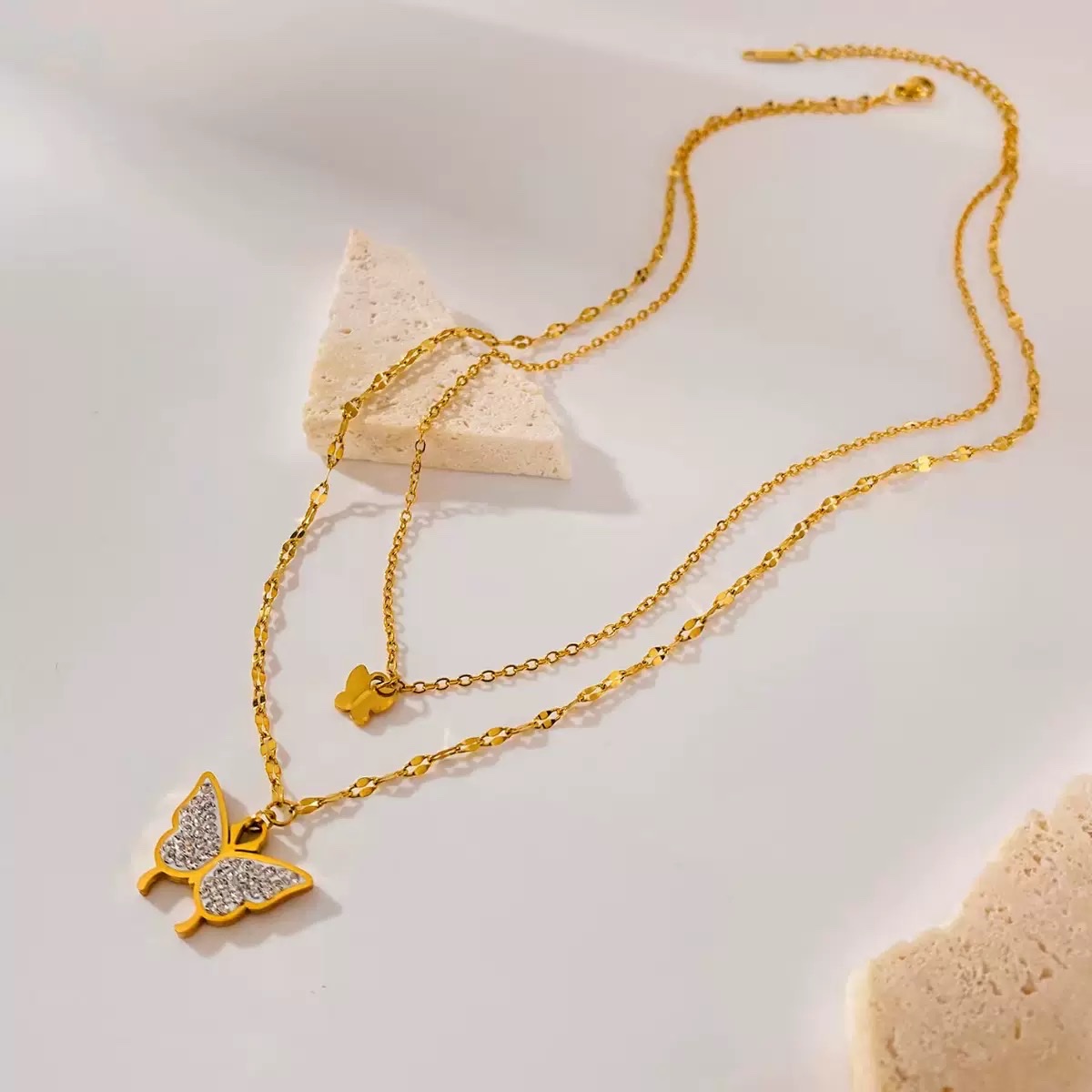 时尚银饰沙金项链不锈钢18k金饰品简约百搭女士项链潮流配饰产品图