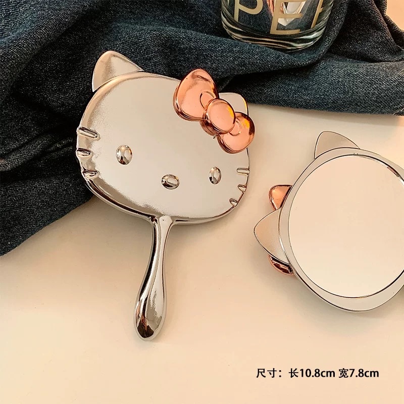可爱KT猫小镜子女随身携带手持迷你化妆镜立体折叠补妆镜happy凯蒂猫女生学生宿舍办公室随身携带小镜子折叠桌面镜化妆镜详情图18