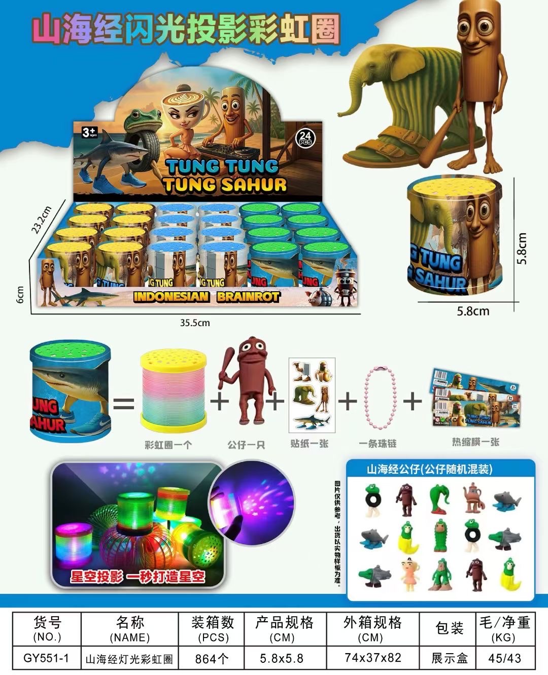 盲盒彩虹圈，里有不一样的公仔，三张卡片详情图6
