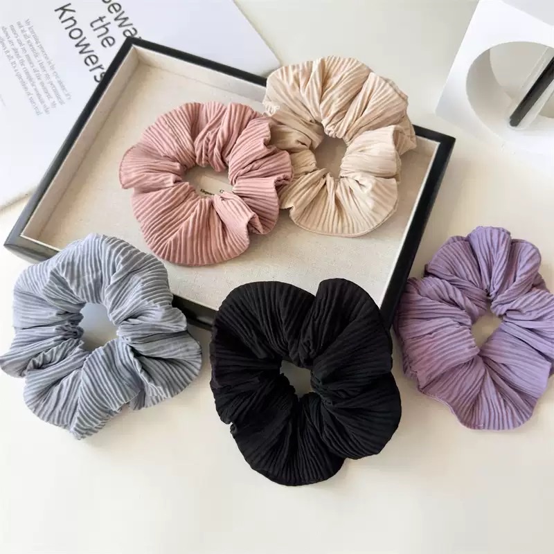 复古简约褶皱大肠发圈女2025新款扎发发绳高弹力耐用头绳高端头绳 发圈大肠发圈头绳