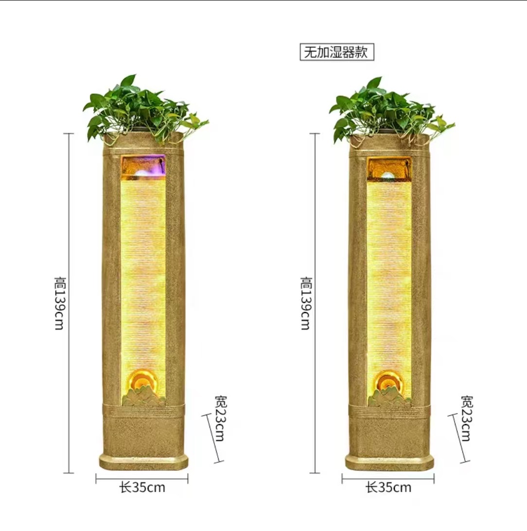 Resin water flow bonsai, flowing curtain wall, air humidifier, courtyard landscaping, entrance hall display, gift air humidifier, cute granules detail image 6