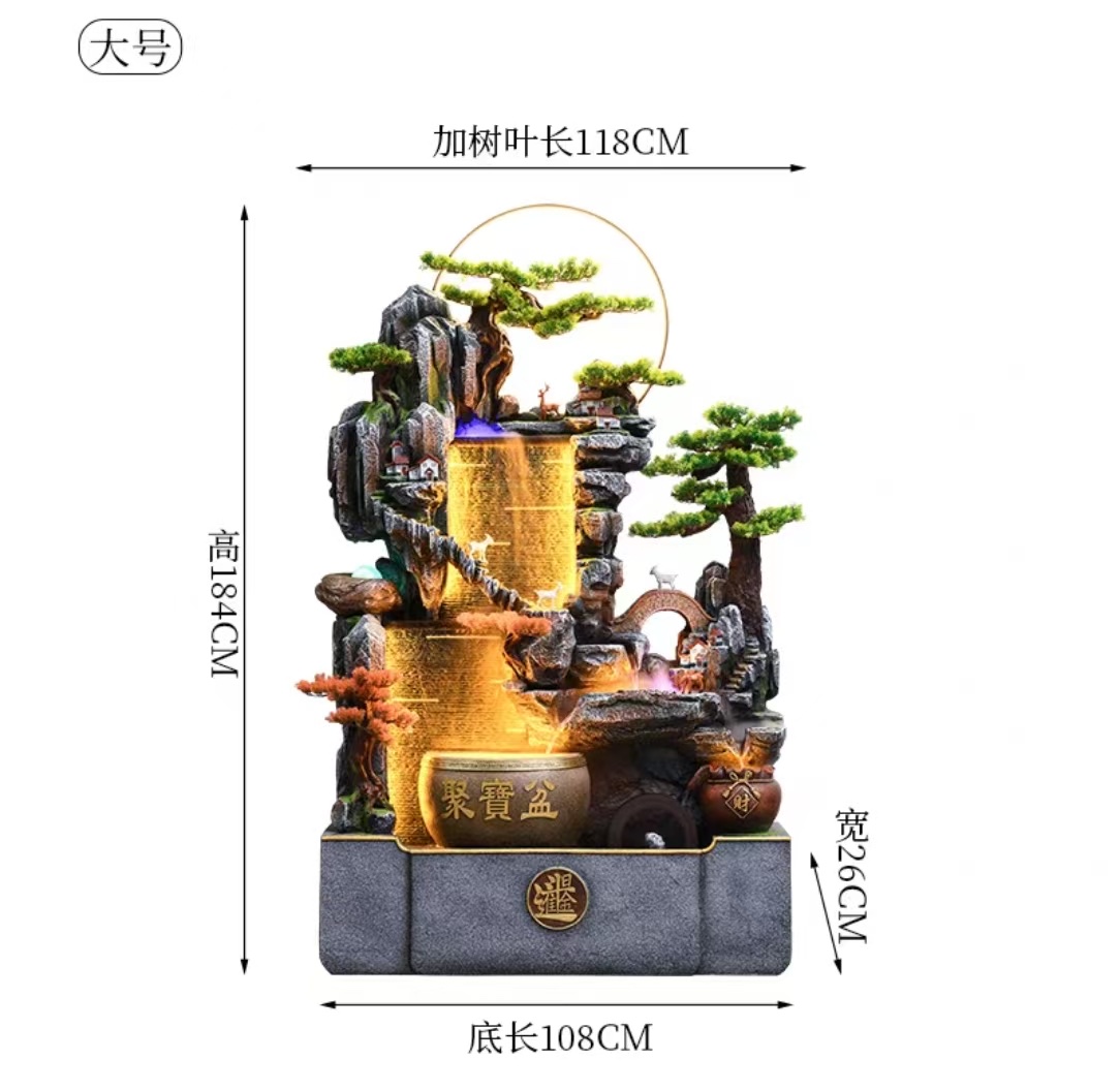 Resin water flow bonsai, flowing curtain wall, air humidifier, courtyard landscaping, entrance hall display, gift air humidifier, cute granules detail image 5