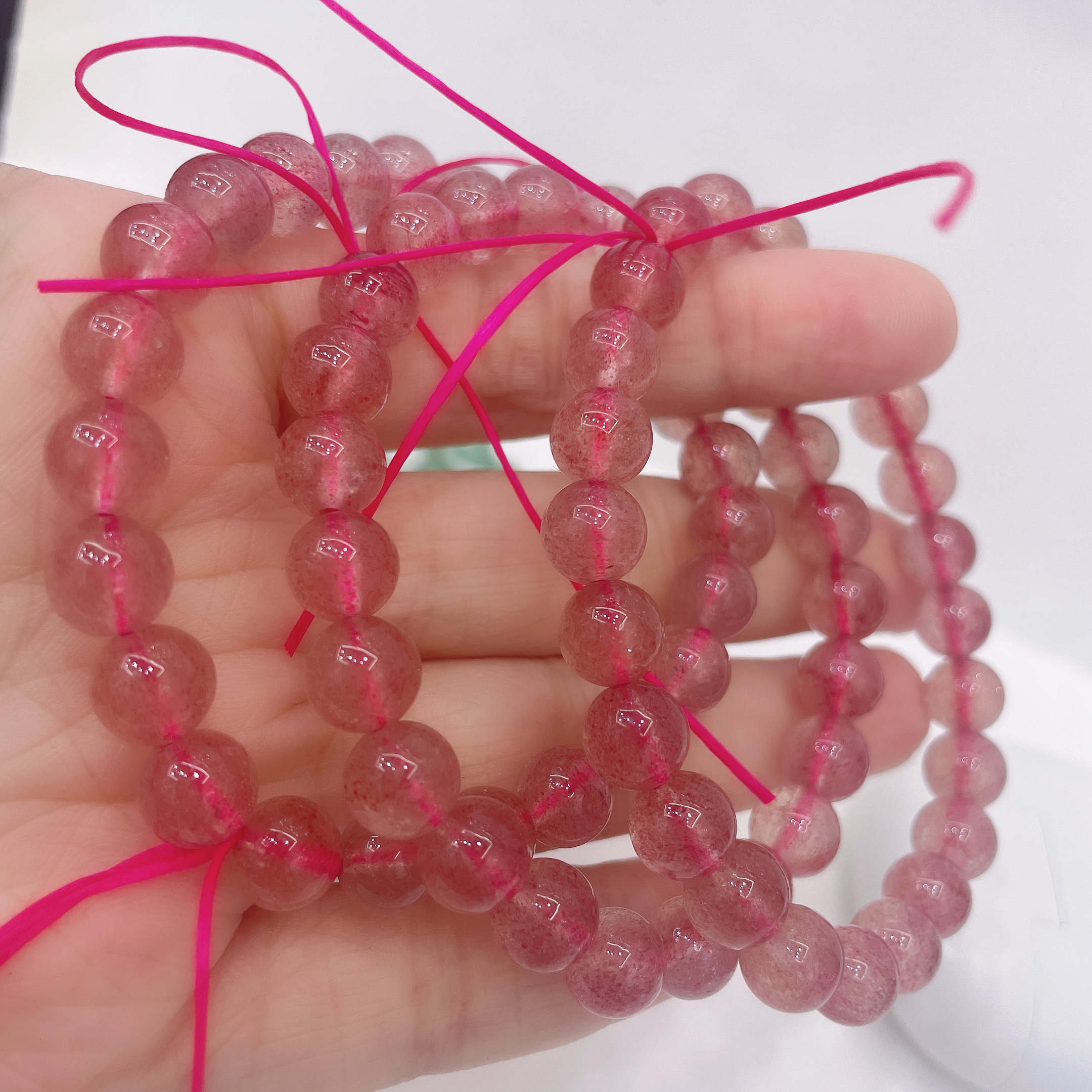 天然草莓晶水晶手链手串时尚饰品男女简约个性手链手串潮流百搭水晶手链水晶手串饰品图