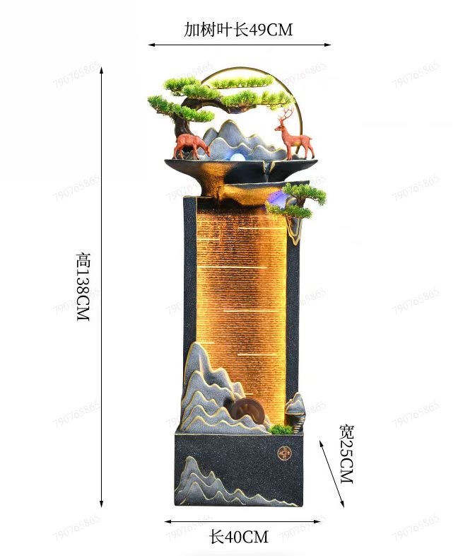 Resin water flow bonsai, flowing curtain wall, air humidifier, courtyard landscaping, entrance hall display, gift air humidifier, cute granules detail image 2