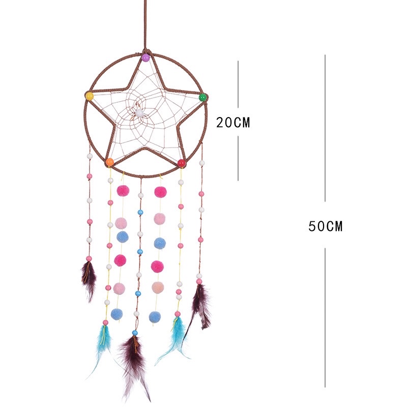 星星挂饰捕梦网手工DIY羽毛编织挂件可爱儿童房室内家居壁挂挂饰详情图5