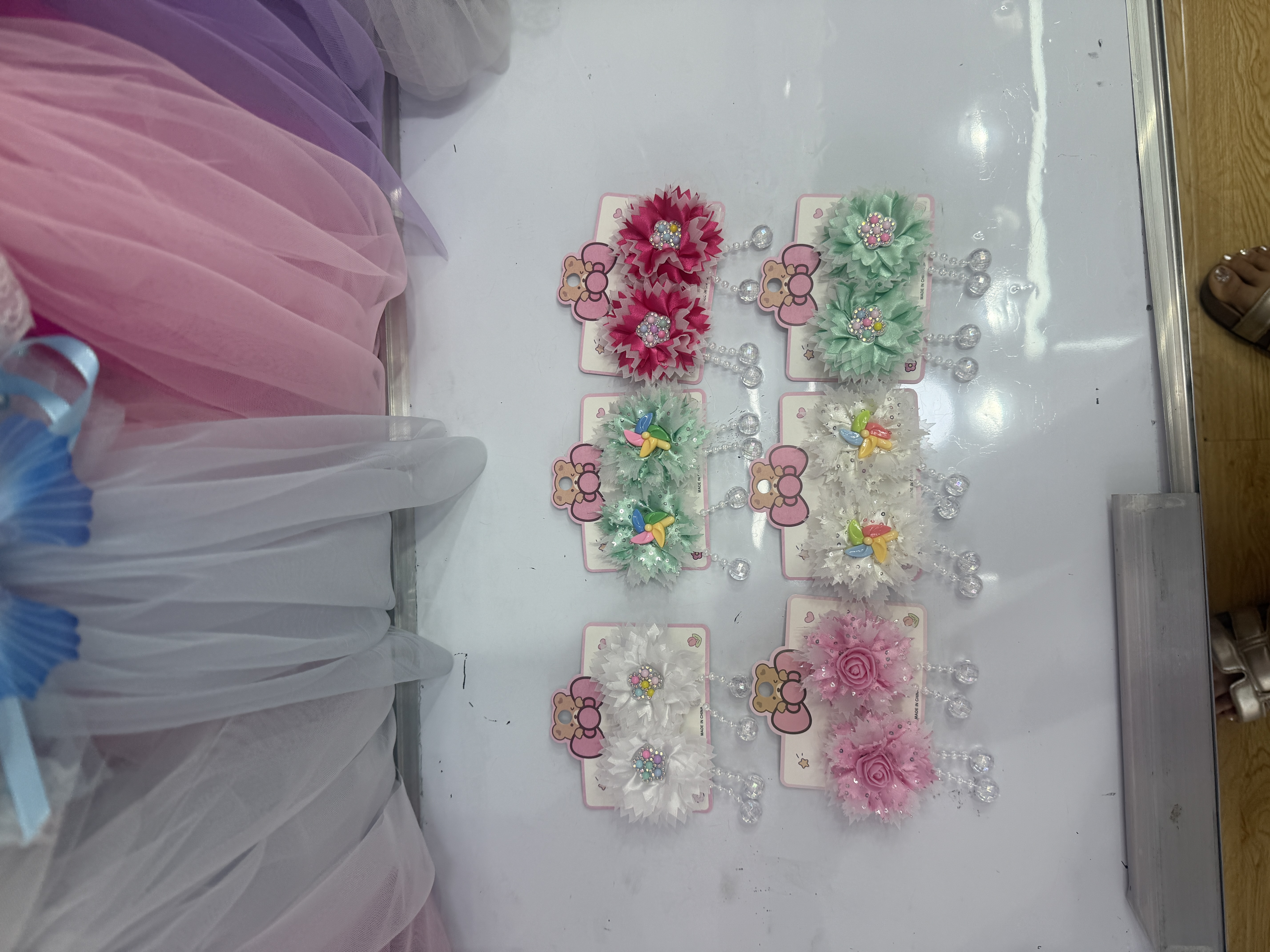 Mesh flower hair clips, children's princess hair clips, bangs side clips, forehead hair clippers, small hair clips, headwear, hair clips, children's clips, summer cute children's hair accessory sets, hair bands detail image 1