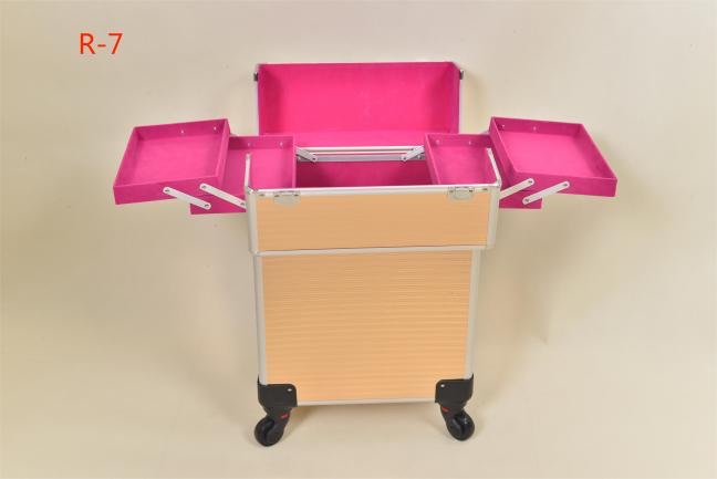 拉杆外出便携式铝合金框架化妆收纳礼品箱工具箱细节图