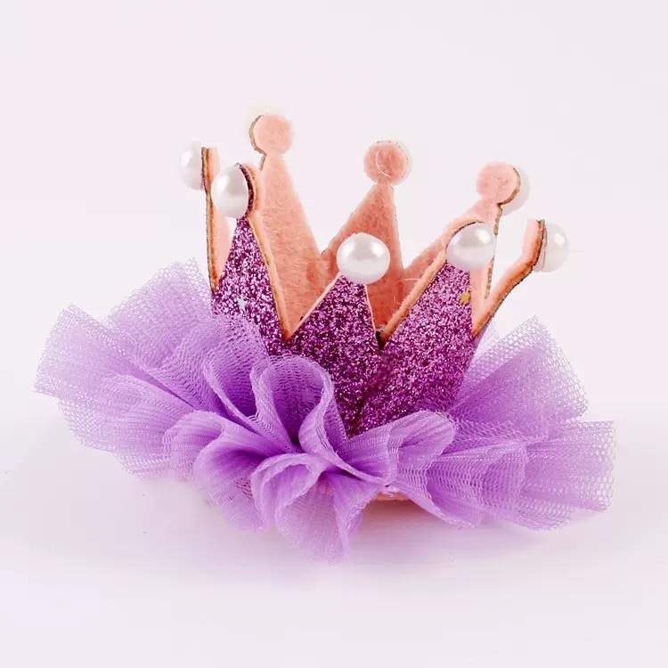 diy韩版儿童发饰配件 珍珠七彩挂钻皇冠  女孩头饰礼品装饰材料批 发簪产品图