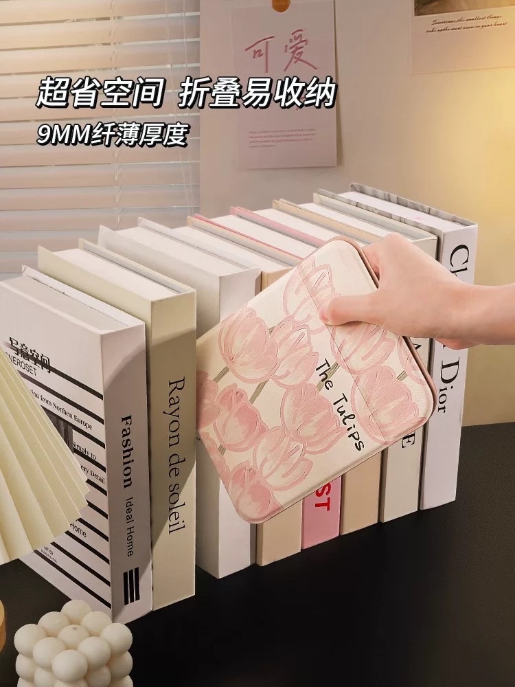 Ins-style desktop makeup, portable desktop folding flip cover large folding mirror, desktop dressing mirror, makeup mirror, portable small mirror for female dormitory students, standing on the desktop, cute detail image 4