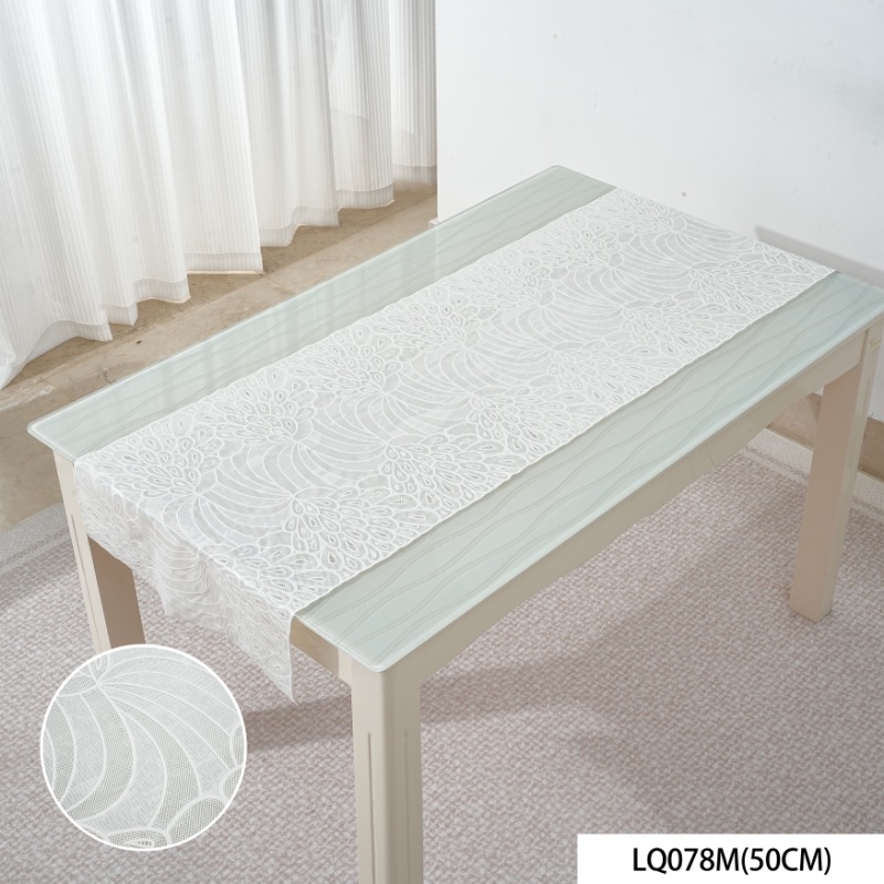 白色透明蕾丝花纹桌布 PVC桌布热销爆款新款白色透明蕾丝爆款简洁大气桌布白底实物图