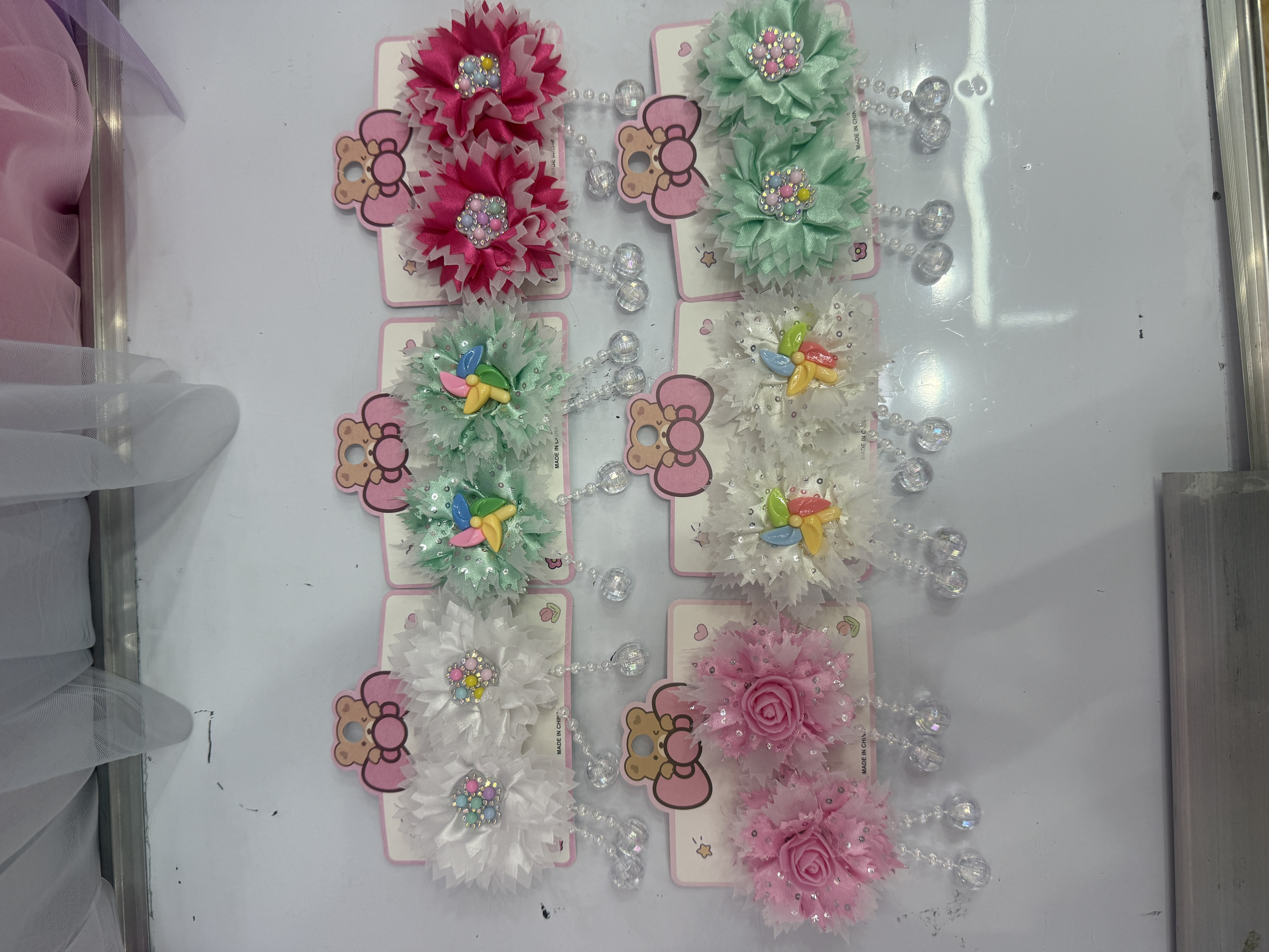 Mesh flower hair clips, children's princess hair clips, bangs side clips, forehead hair clippers, small hair clips, headwear, hair clips, children's clips, summer cute children's hair accessory sets, hair bands Application Scenario