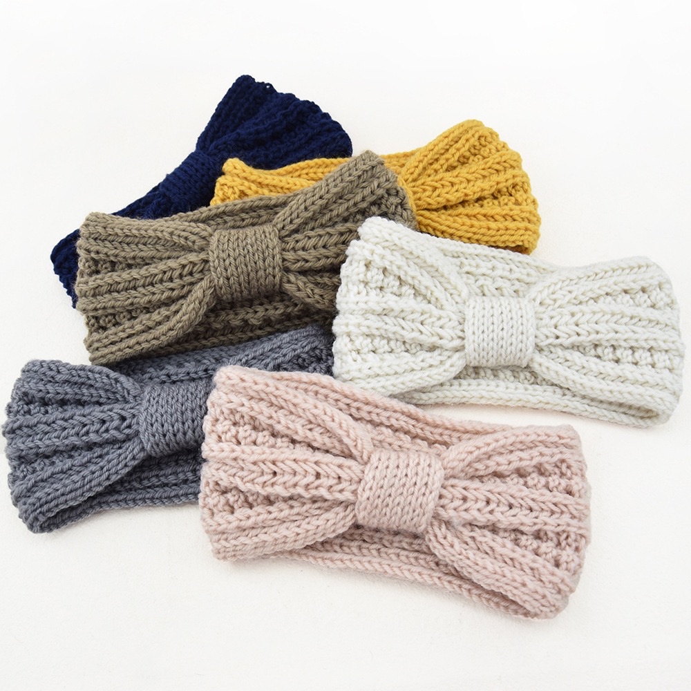 European and American knitted wheat ear bow hair band, sports headband, knotted ear-protecting headgear, handcrafted hair accessory, warm hair band details Picture