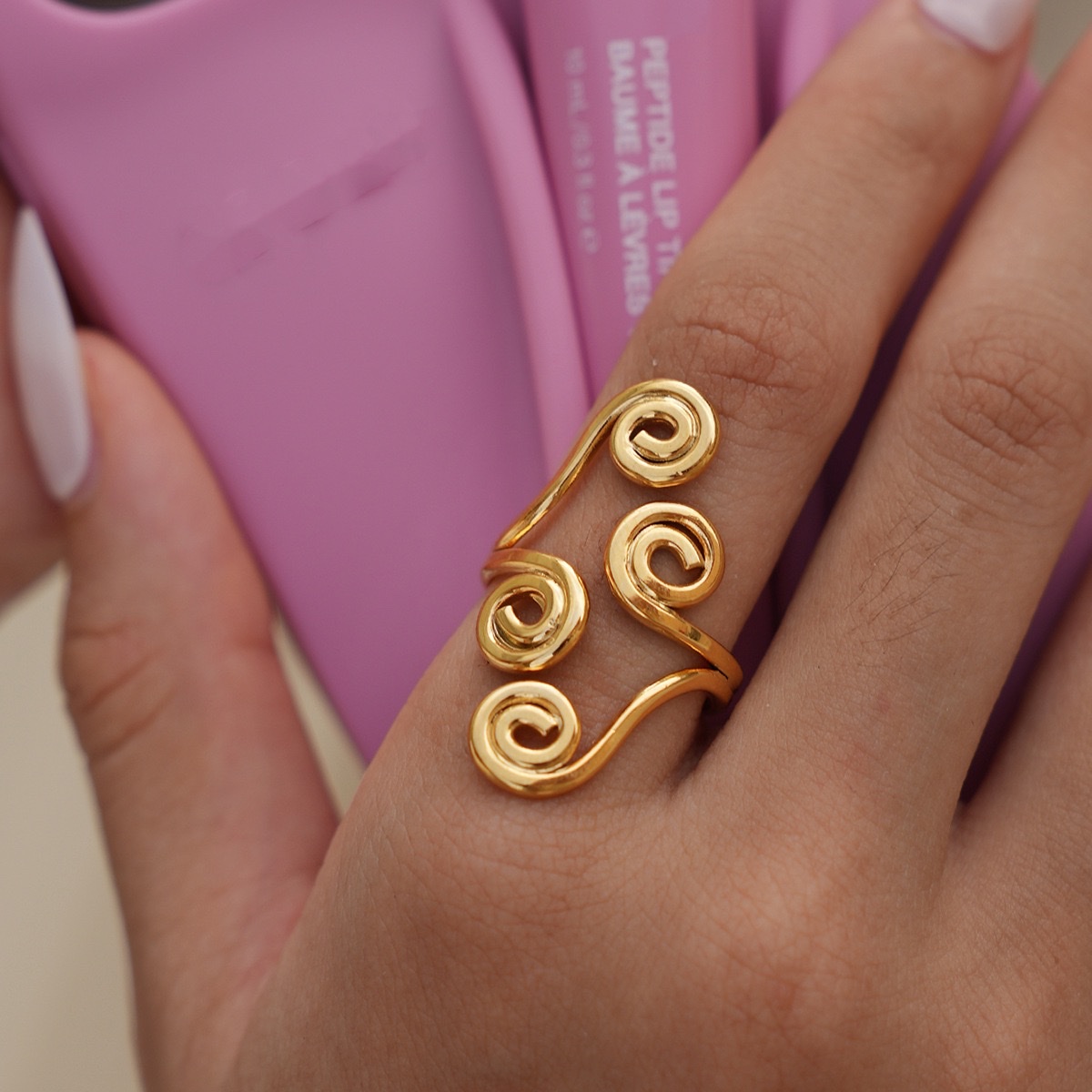 欧美跨境拼色戒指钛钢不掉色首饰女轻奢高级感耳夹不锈钢耳环饰品 产品图