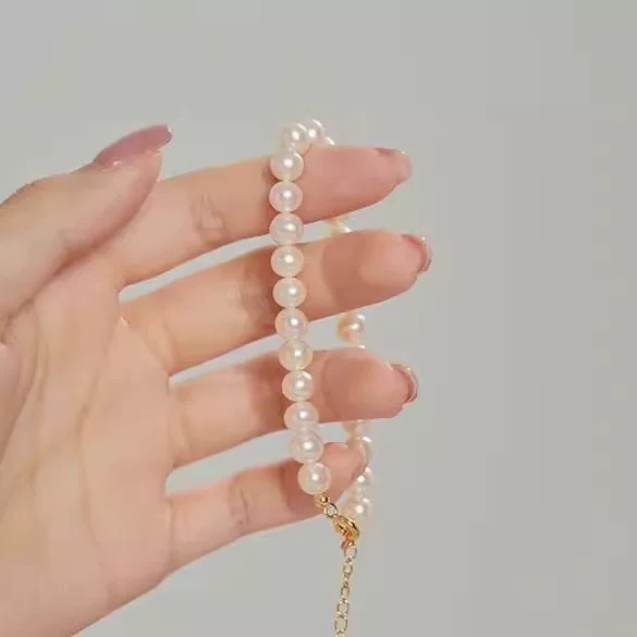 珍珠手链 天然珍珠 手链女款简约不规则百搭饰品手串时尚个性手饰女生手链配饰