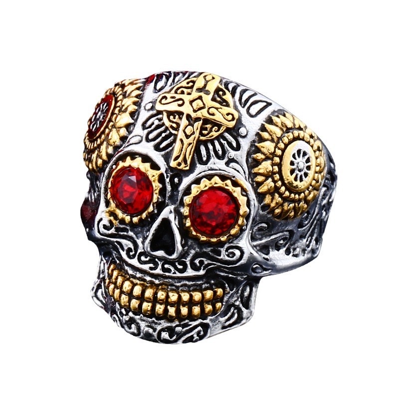 2025 Best-selling fashionable skull ring, stainless steel men's ring, unique and powerful casting ring, men's fashionable jewelry detail image 2